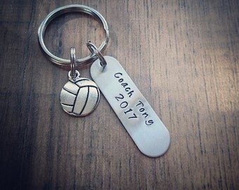 Hand Stamped Personalized Volleyball Coach Keychain - Coaches Gift - Volleyball Coach Gift - Volleyball Gifts - Volleyball Keychain