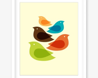 Mid century modern print - printable mid century bird artwork - retro print - INSTANT DOWNLOAD