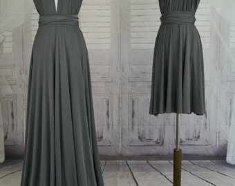 Sweet heart Wrap Convertible Infinity Dress Evening Dresses Slate grey Bridesmaid Dress-C28#B28#