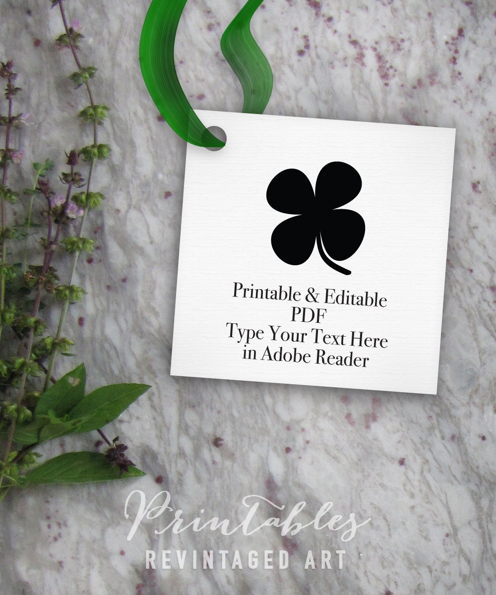 Printable Good Luck Tags Editable Template // Lucky Four Leaf