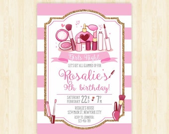 spa party invitation make up invitation fashion birthday party diva invitation glamour birthday sleepover invitation girls night invitation