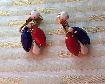 Red White Blue Matte Clip on Earrings Patriotic