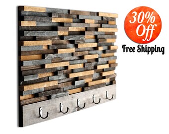 Wood wall art.wood signs.reclaimed wood wall art.wood art.wood wall decor.large wall art.wall decor.reclaimed wood art (Wood Tile Coat Rack)