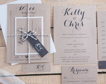 Sample invitation pack. Rustic kraft wedding invitation set. Sample pack sent to you. 'Byron'