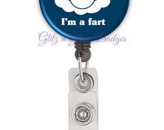 Office Retractable ID Badge Holder Reel, Funny Office Badge Reel, Office Joke Badge Tag, Office Humor Name Tag, Fart Badge Reel - GG1085