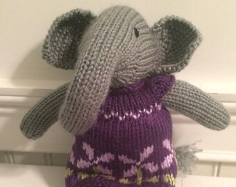Knitted Stuffed "Edwina" The Elephant