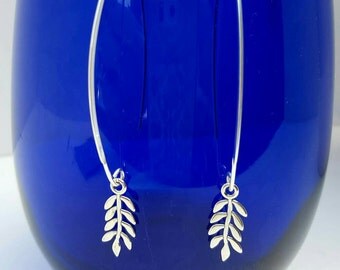 Sterling Silver Ear Wire Threader with Silver Leaf