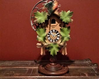 One-of-a-kind Repurposed Upcycled Vintage Wooden Schatz Germany Cuckoo Clock Steampunk Art Lamp w/Edison Style Spiral Filament Light Bulb