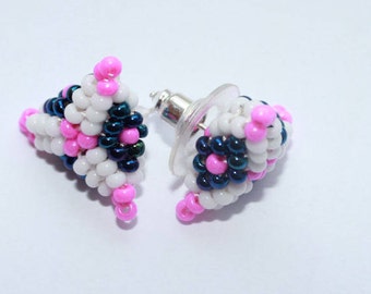 minimalist earrings simple earrings tiny earrings post earrings triangle earrings delicate earrings bubble gum candy earrings pink blue whit