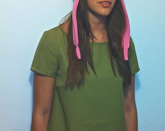 Combo: Cosplay Pink Bunny Hat + Green Dress