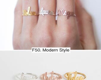 Custom Name Ring in Sterling Silver • Bridesmaids Jewelry • Personalized Jewelry • Dainty Name Ring • Gift for Her • Mother Gift • RM02F50