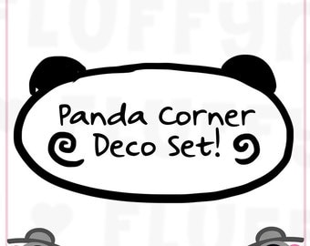 Panda Corner Sticker Deco Set || Planner Stickers, Cute Stickers for Erin Condren (ECLP), Filofax, Kikki K, Etc. || CS06