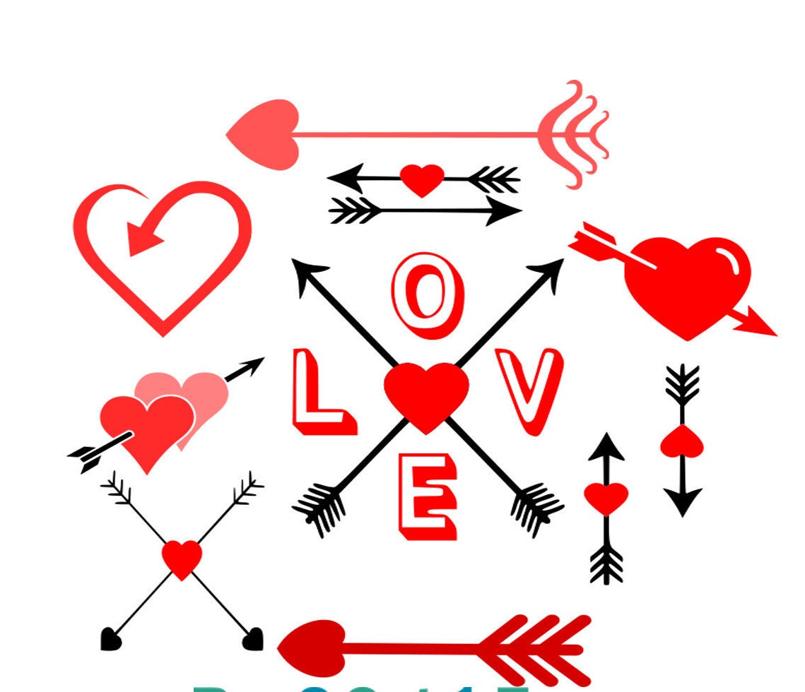 Download Love Arrows SVG EPS Dxf and Printable PNG Silhouette Arrow