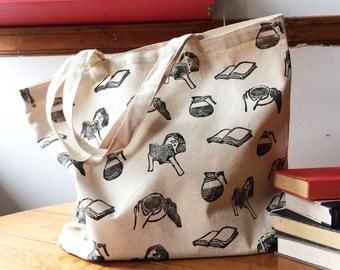 Tote bag ' books and coffee '