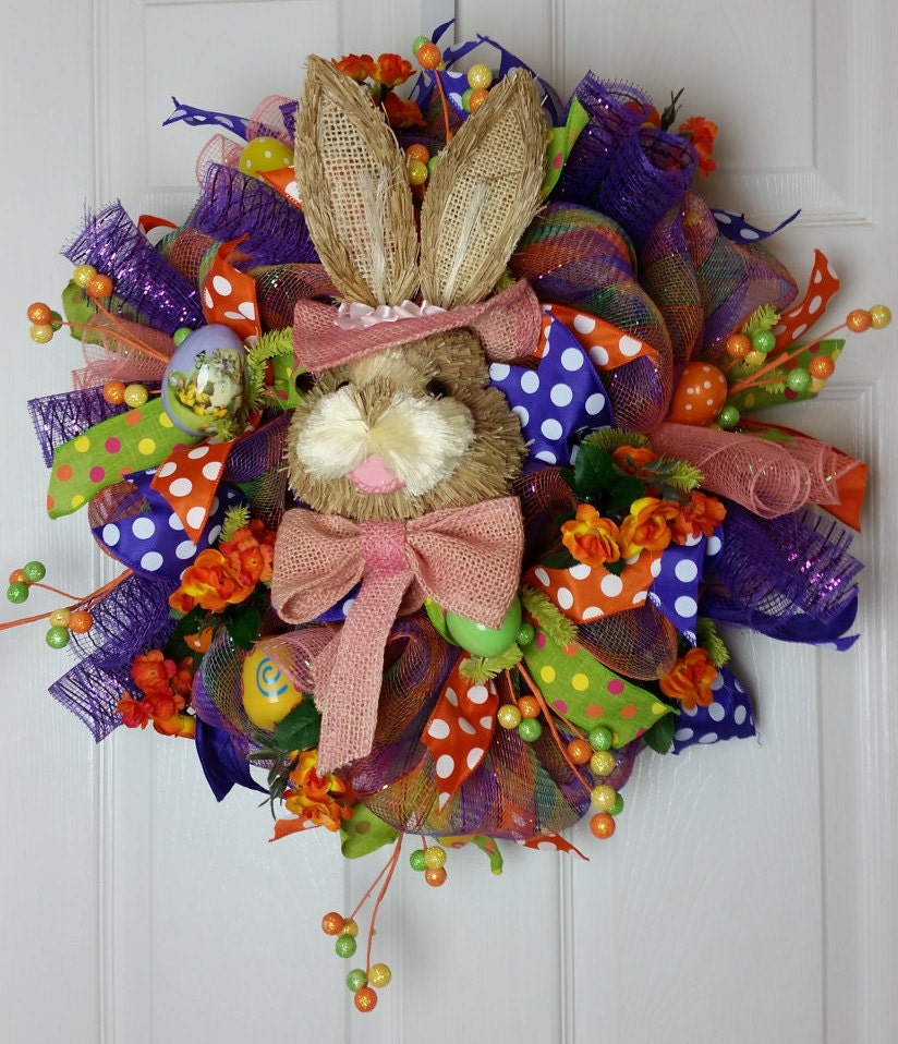 Deco Mesh Easter Bunny Wreath