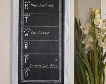 Weekly Wall Calendar - Magnetic Chalkboard Calendar - Weekly Schedule 2017 - Command Center - Weekly Chalkboard Organizer - 1X3 ft - 1.5" Fr