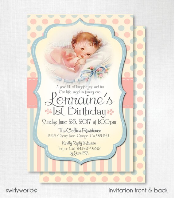 Vintage First Birthday Invitations 8