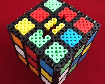 Rubik's Cube Penny Bank - Rubik Cube Coin Bank - Perler Beads
