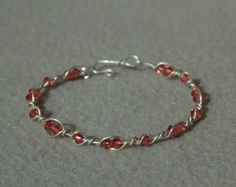 Ella Silver and Swarovski Padparadscha Crystal Bead Bracelet