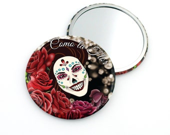 Como la Flor Pocket Mirror - Selena Quintanilla - Dia de los Muertos - Day of the Dead Sugar Skull
