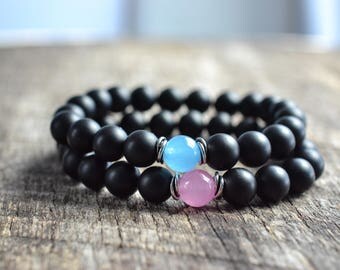 Bead Bracelet Set • Couples Bracelets • Distance Bracelets • Friendship Bracelets • Jade • Stacking Bracelets • Jewelry Set • Gifts