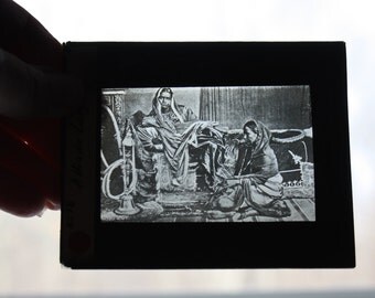Antique Magic Lantern Slide of Hindu Women by Walter Isaacs