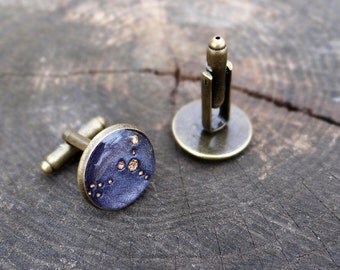 Personalized cufflinks constellation birthday gift for her gift for him anniversary gifts for men zodiac jewelry stars space groom gift idea