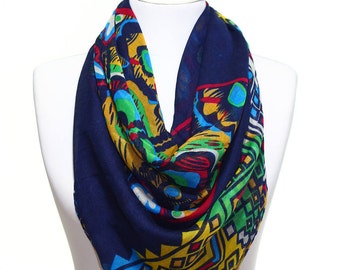 Tribal Mandala Printed Navy Woman Scarf Spring Summer Women Fashion Accessory Beach Wear Cover Up Gift Ideas For Her Girlfriends For Mom