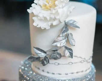 Silver Cake Glitter | Silver Wedding Cake with Edible Sparkle, Metallic Cake, Shimmer Cake Pops, Winter Wedding (J015)