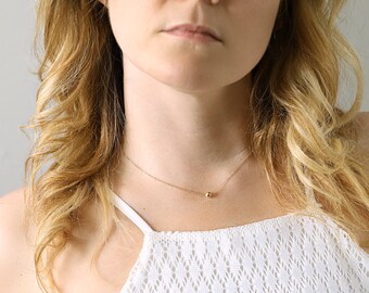 Gold circle necklace - ultra dainty necklace - gold ball necklace - simple everyday necklace