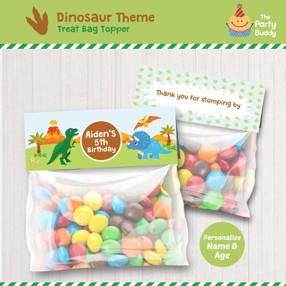 Personalized Dinosaur Party Treat Bag Toppers Diy Digital 7756