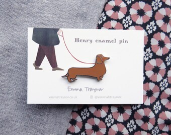 Dachshund enamel pin badge - Henry - dog pin - sausage dog pin badge - dog gift - dachshund brooch