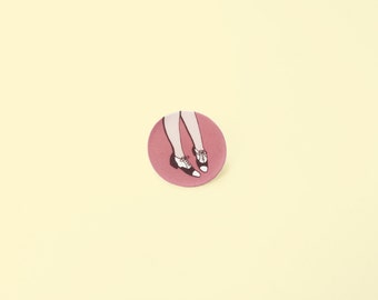 Twin Peaks inspired pin | Audrey Horne, saddle shoes | illustrated, krimp plastic brooch