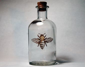 Apothecary Bottle // Apothecary Bee Bottle // Honey Bee Bottle // Glass Goat Apothecary Bottle // Honey Bee Decor // Apothecary Vase