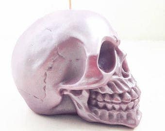 Metallic Skull Candle - Choose your own colour & scent - Soy wax candle - Skull decor - Vegan candle - Custom candle - Birthday gift