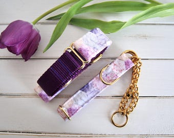 Marble Dog Collar, Hexagon, Purple Dog Collar, Pink, Girl Dog Collar, Female, Gold Metal Buckle