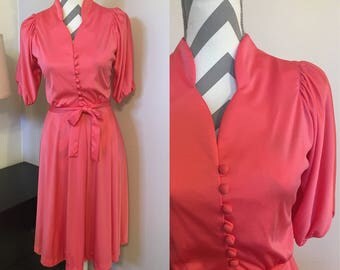 Vintage 70s Dress • pink dress • salmon dress • vintage clothes • vintage dress • 1970s