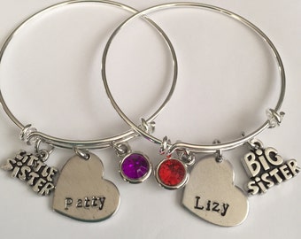 Little sister big sister or middle sister bracelet -sister bracelet-custom sister bracelet