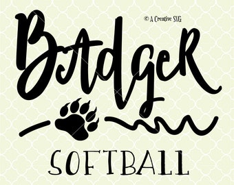 Badger Softball SVG DXF Files for Cricut Design, Silhouette studio.