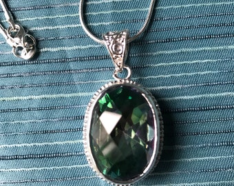 Fire Rainbow Topaz Sterling Silver Pendant.