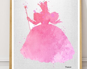 Glinda the Good Witch Print Wizard of Oz Watercolor print Nursery Art, Wizard of Oz Glinda Pink Print, Glinda Good Witch Poster Pink Glinda
