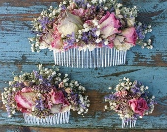 Jewel Rose Garden Dried Flower Comb