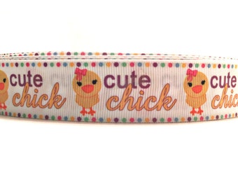 Easter Ribbon, Easter Grosgrain,Chick Ribbon, Chick Grosgrain, Easter Basket Ribbon, Easter Theme Ribbon, Yellow Ribbon, Yellow Grosgrain