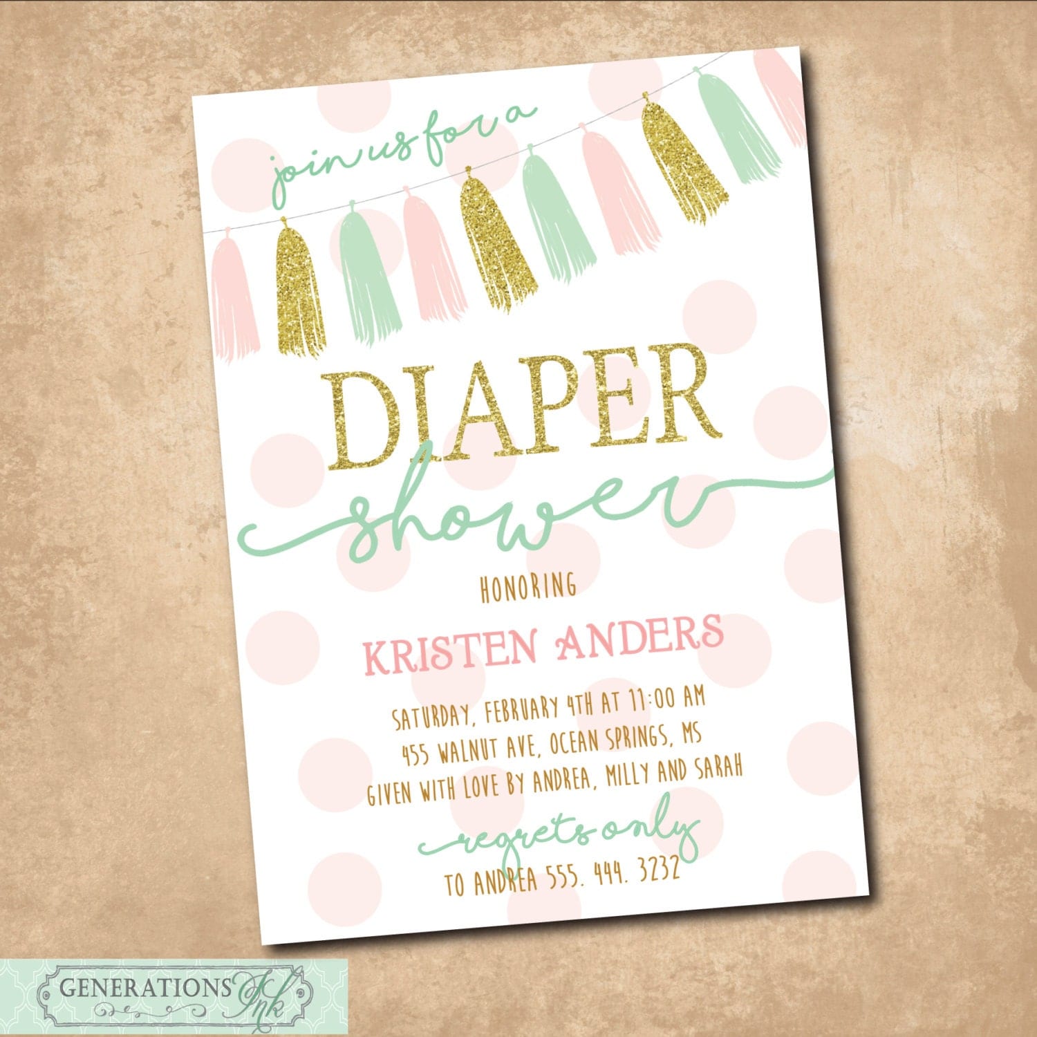 Diaper Shower Invitation/DIGITAL FILE/printable/wording can be