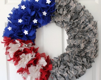 Air Force Wreath, Camouflage Wreath, 4th of July Wreath, Military Family, Homecoming, Deployment, Air Force