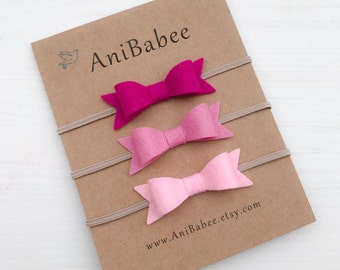 Felt Bow Headband, baby headband, Bow Headband, Bow Headband Set, Newborn Headband, Infant Headband, Hair Bows, Baby Headband Bows, baby bow