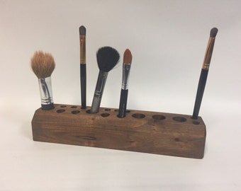 Makeup Brush Holder, Makeup Brush Caddy, Brush Caddy, Brush Holder, Makeup Organizer, Wooden Brush Caddy, Wooden Makeup Stand