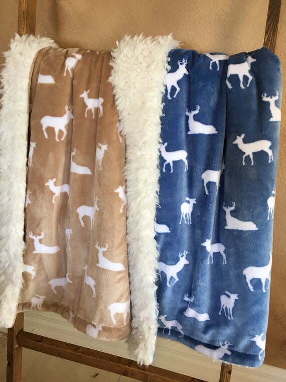 Deer Blanket. Faux Fur Baby Blanket. Minky Stroller Blanket.