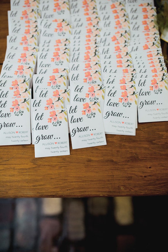 Let Love Grow- Custom Seed Wedding Favors (50 Count) SEALED with SEEDS INCLUDED, Spring Wedding Favors, Elegant Wedding Favors, Florals,
