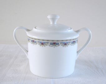 Sugar white Limoges porcelain, flowers, white, vintage, china